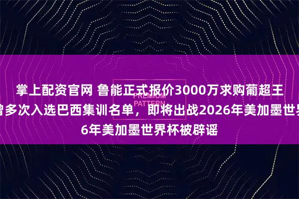 掌上配资官网 鲁能正式报价3000万求购葡超王牌队长，曾多次入选巴西集训名单，即将出战2026年美加墨世界杯被辟谣